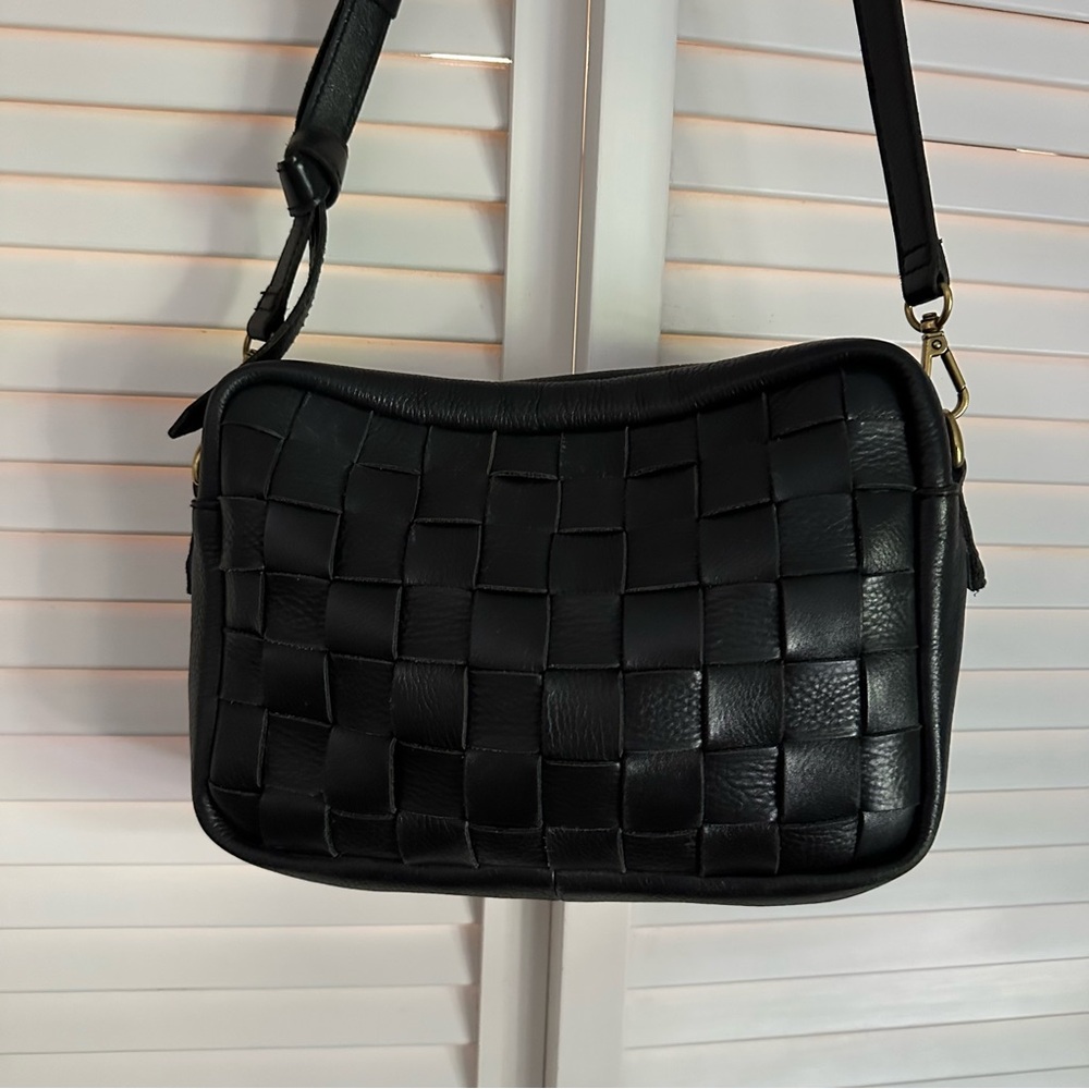 Madewell Black Woven Leather Shoulder Bag